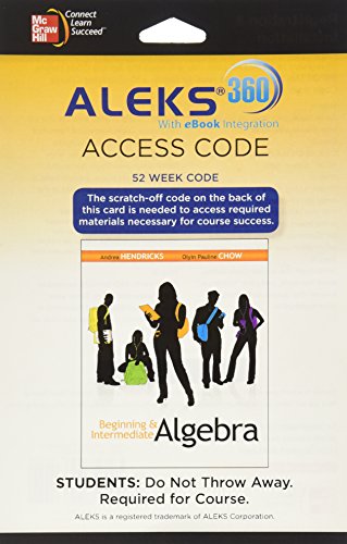 Book Aleks 360 Access Card (52 Weeks) for Beginning & Intermediate Algebra free