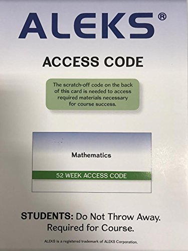 Book ALEKS Access Code for Mathematics, 52 Week Access free