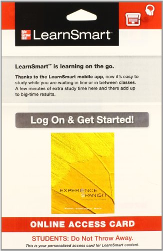 Book Learnsmart Introductory Spanish 720 Day Access Card For Experience Spanish free