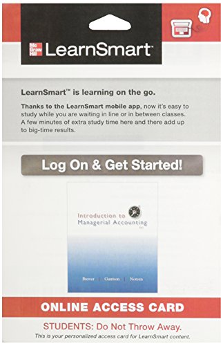 Book LearnSmart Access Card for Introduction to Managerial Accounting free