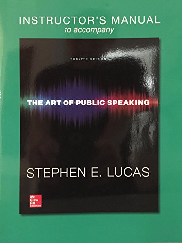 Book THE ART OF PUBLIC SPEAKING: INSTRUCTOR'S MANUAL To Accompany free