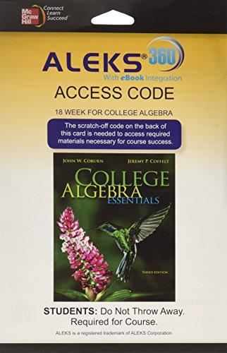 Book ALEKS 360  Access Card (18 weeks) for College Algebra Essentials free