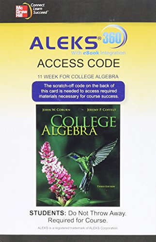 Book ALEKS 360 Access Card (11 weeks) for College Algebra free