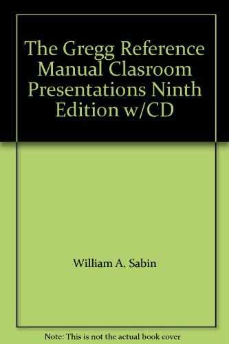 Book The Gregg Reference Manual Clasroom Presentations Ninth Edition w/CD free