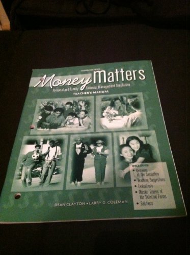 Book Money Matters Teacher's Manual Personal And Family Financial Management Simulation 3rd Ed free