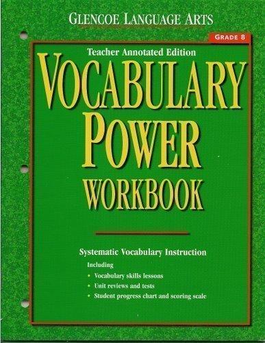 Book Glencoe Language Arts Vocabulary Power Workbook, Grade 8, Teacher Annotated Edition free