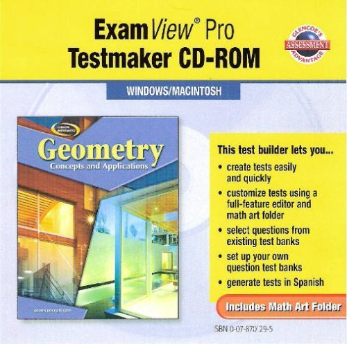 Book Glencoe Mathematics - Geometry: Concepts And Applications - Examview Pro Testmaker Cd-rom free