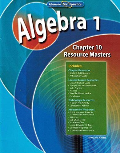 Book Algebra 1, Chapter 10 Resource Masters (Glencoe Mathematics) free
