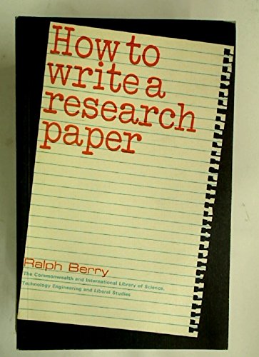 Book How To Write A Research Paper (the Commonwealth And International Library. Library And Technical Information Division) free
