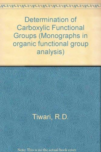 Book The Determination Of Carboxylic Functional Groups, (monographs In Organic Functional Group Analysis) free