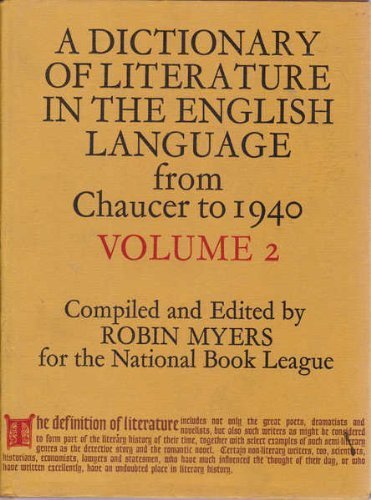 Book A Dictionary of Literature in the English Language from Chaucer to 1940 Volume 2 free