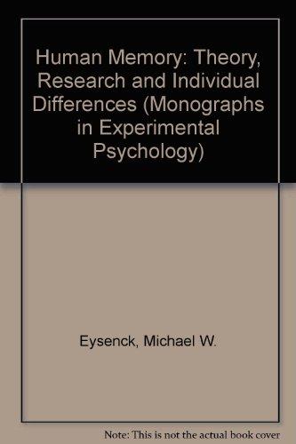 Book Human Memory: Theory, Research, and Individual Differences (International series in experimental psychology ; v. 22) free