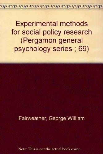 Book Experimental methods for social policy research (Pergamon general psychology series ; 69) free