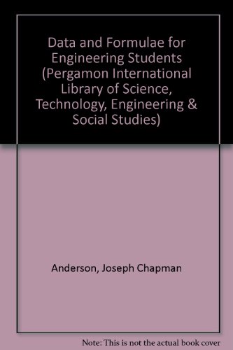 Book Data And Formulae For Engineering Students (pergamon International Library Of Science, Technology, Engineering & Social Studies) free