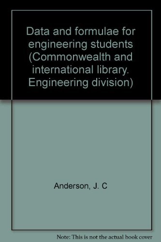 Book Data And Formulae For Engineering Students (the Commonwealth And International Library, Engineering Division) free