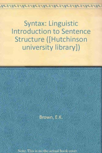 Book Syntax: A Linguistic Introduction To Sentence Structure free
