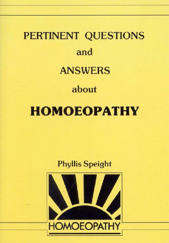 Book Pertinent Questions And Answers About Homoeopathy free