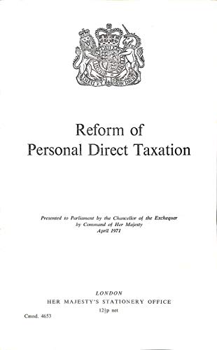 Book Reform Of Personal Direct Taxation (cmnd.4653) free