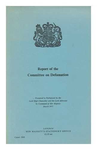 Book Report of the Committee on Defamation (Cmnd. ; 5909) free