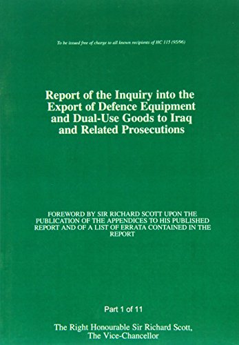 Book Scott Enquiry Report - Report Of Inquiry Into Export Of Defence Equipment & Dual (house Of Commons Papers) free