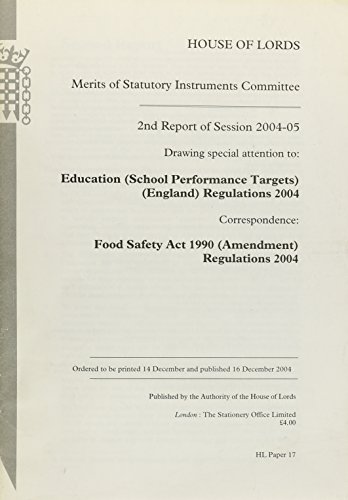 Book Merits Of Statutory Instruments Committee 2nd Report Of Session 2004-05: House Of Lords Paper 17 Session 2004-05 free