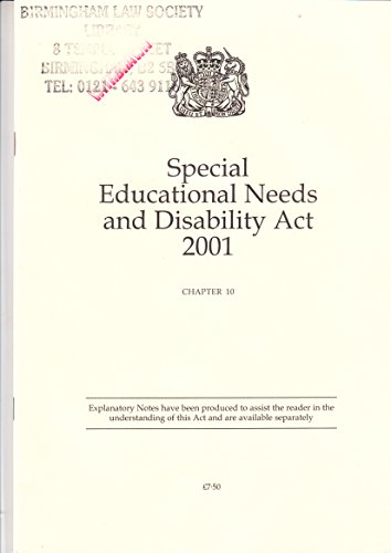 Book Special Educational Needs and Disability Act 2001: Chapter 10 free