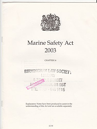 Book Marine Safety Act 2003 (public General Acts - Elizabeth Ii) free