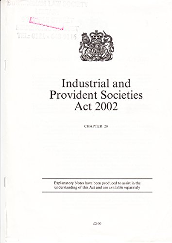 Book Industrial And Provident Societies Act 2002 (public General Acts - Elizabeth Ii) free