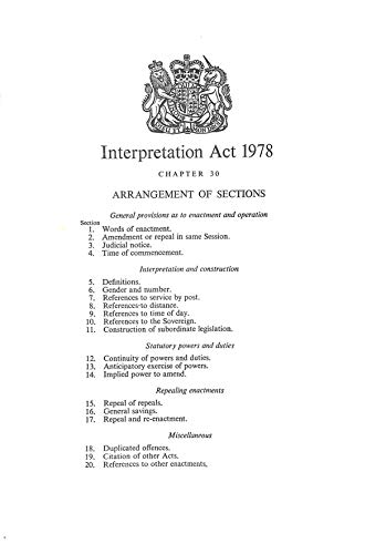 Book Interpretation Act, 1978: Elizabeth II, 1978 Chapter 30 free