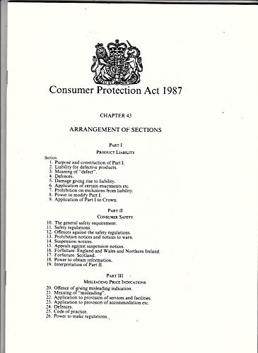 Book The Consumer Protection Act 1987: Chapter 43: Elizabeth II. Chapter 43 free