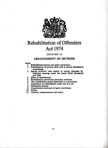 Book Rehabilitation Of Offenders Act 1974 (elizabeth Ii: Chapter 53) free