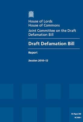 Book Draft Defamation Bill: House Of Lords Paper 203 Session 2010-12 free