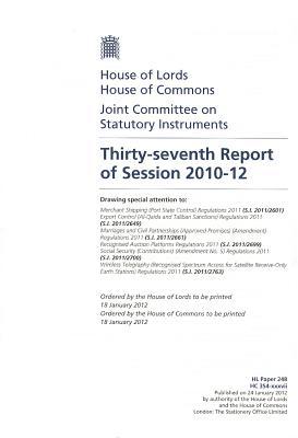 Book Thirty-seventh Report Of Session 2010-12: Drawing Special Attention To Merchant Shipping (port State Control) Regulations 2011 (s.i. 2011/2601), ... House Of Lords Paper 248 Session 2010-12 free