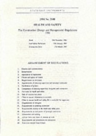 Book The Construction (design And Management) Regulations 1994: Health And Safety (statutory Instruments: 1994: 3140) free