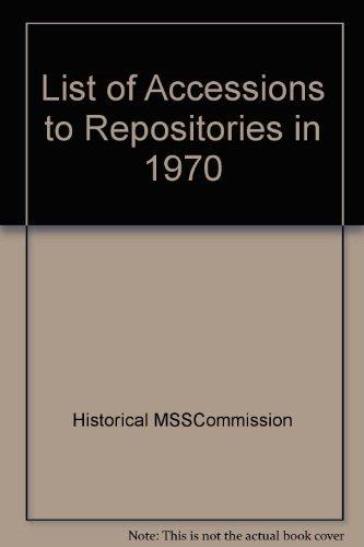 Book List Of Accessions To Repositories In free