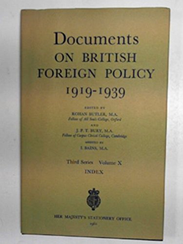 Book Documents on British foreign policy, 1919-39, third series, volume X: Index free