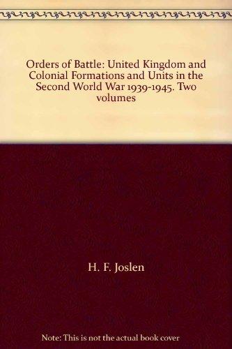 Book Orders of Battle: United Kingdom and Colonial Formations and Units in the Second World War 1939-1945. Two volumes free