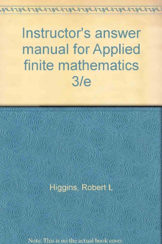Book Instructor's Answer Manual For Applied Finite Mathematics 3/e free