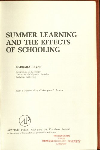 Book Summer learning and the effects of schooling free