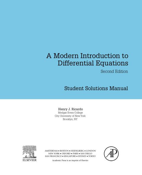 Book Student Solutions Manual, A Modern Introduction to Differential Equations free