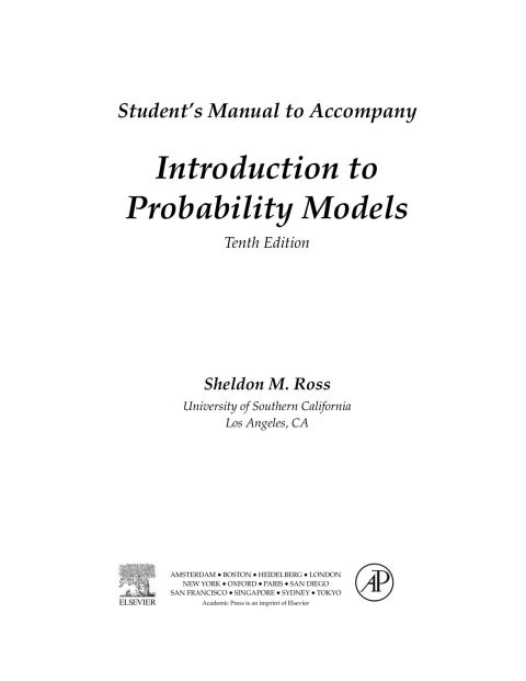 Book Introduction to Probability Models, Student Solutions Manual: Introduction to Probability Models free