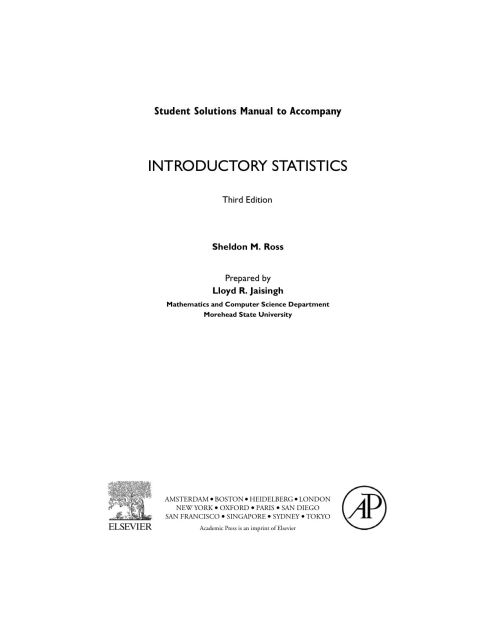Book Introductory Statistics, Student Solutions Manual (e-only) free
