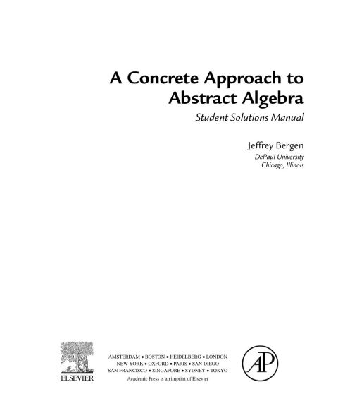Book A Concrete Approach To Abstract Algebra,Student Solutions Manual (e-only) free