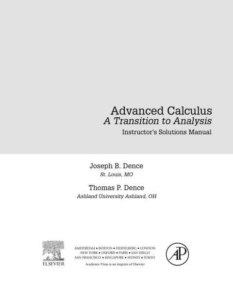 Book Advanced Calculus: A Transition to Analysis, Instructor Solutions Manual (e-only) free