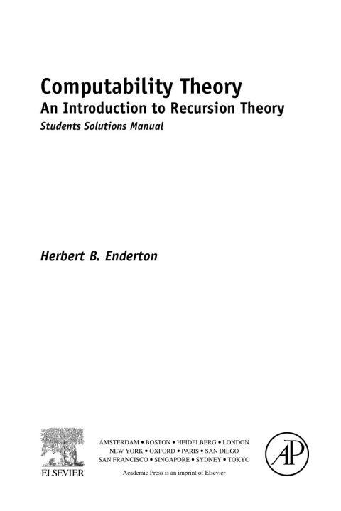Book Computability Theory: An Introduction to Recursion Theory, Students Solutions Manual (e-only) free