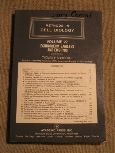 Book Methods In Cell Biology: Echinoderm Gametes And Embryos free