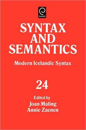 Book Modern Icelandic Syntax, Volume 24 (Syntax and Semantics) (Syntax and Semantics) (Syntax and Semantics, 24) free