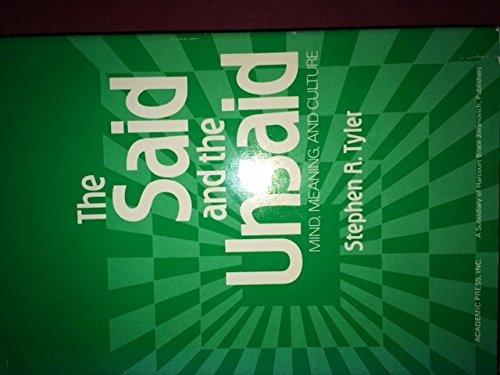 Book The Said and the Unsaid: Mind, Meaning, and Culture (Language, thought, and culture) free