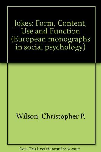 Book Jokes: Form, content, use, and function (European monographs in social psychology) free