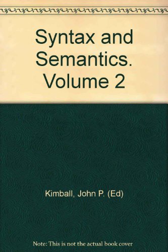 Book Syntax and Semantics. Volume 2 free
